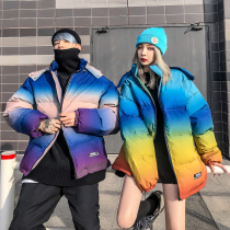 Mr Guochao winter thickened warm gradient cotton clothes mens loose version of the trend ins style couple quilted jacket