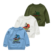 2022 Spring new products Thomas Breathable Printed Male Girl Pure Cotton Small Hairy Ring Childrens Childrens Sleeve Head Round Neckline