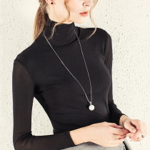 Autumn and winter dance turtleneck base shirt long sleeve GB modern Latin dance top slim mesh dance practice suit for women