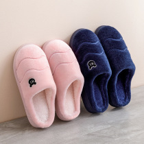 2020 new solid color cotton slippers winter thick non-slip wear-resistant soft sole home couple plush Moon shoes