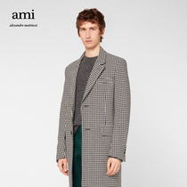 Ami Paris Mens Wool Blend Thousand Bird Wool Coat