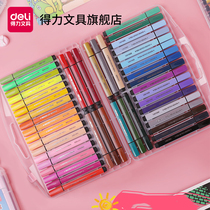 Deli thick triangle rod watercolor pen set 24-color kindergarten primary school students paint brush Childrens washable color pen