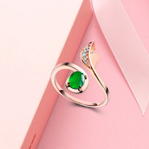 Kun Hao jewelry ice seed emerald green big 18K gold inlaid leaf shape diamond jade ring light luxury and exquisite hand decoration