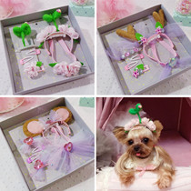 Super beauty set Korean pet accessories set handmade cute hairclip collar headgear