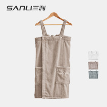 Sanli cotton soft Ladies sling bath skirt summer cotton comfortable long staple cotton comfortable bathrobe