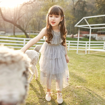 Korean girl dress 2021 new summer princess dress foreign style children long dress Super fairy puffy gauze skirt