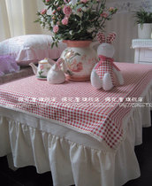  Spike red plaid cotton thread side tablecloth Coffee table cover cloth Square dining table cloth can be customized size