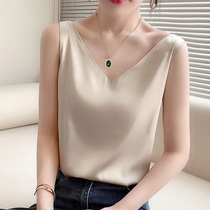 Mularsa genuine silk harness vest woman 2022 spring and summer mulberry silk bottom sexy silk satin inner lap top