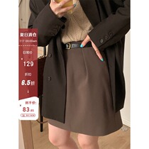 HEYGIRL black brother Korean version of the design sense of folds a-line skirt womens high waist thin temperament short skirt 2020 autumn