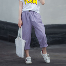 Girls trousers 2022 new spring and summer Korean version of loose foreign style daddys trousers in big childrens pure cotton comfortable casual trousers trend