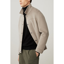 Hand-stitched double-sided woolen coat male youth short double-sided cashmere jacket jacket mens simple lapel collar