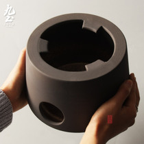 Nine Earth Day Style Wine Fine Lamp Tea Stove Warmed Cooking Tea Burning Water Stove Retro Warm Tea Ware Black Pottery Heating Tea Fire Charcoal Stove
