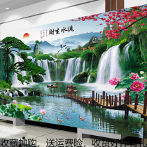 Flow water raw money diamond painting full diamond living room new 5D point brick living room landscape landscape cross stitch 2018 stick Diamond