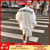 FOG FEAR OF GOD double line ESSENTIALS reflective letter High Street American round neck sweater men and women tide