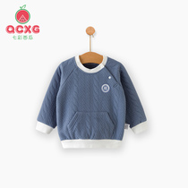 Baby long sleeve cardiovert autumn clothes 0 Spring and autumn Winter Sexes Baby Blouses Warm Thickening 1 Beaten Undershirt 2 Year Old Autumn Clothing 3
