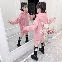 Girls jacket plus 2021 new winter girl gas thickens children in autumn and winter long loose dress