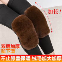 Kneecap warm and old chill leg knit thickened winter male and female knee joint plus suede leg cover anti-cold old kneecap