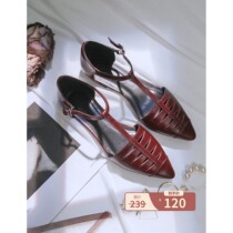 COTRE independent design deep drunk red radish ding hollow shoes summer new versatile sandals flat shoes single shoes