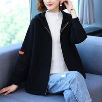 Large size womens autumn clothing 2021 new popular womens sweater jacket casual wild knitted cardigan outer top