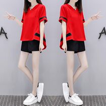  2020 summer womens loose chiffon fashion top thin wide leg shorts casual two-piece suit women