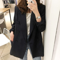 2021 spring and autumn new black small blazer female Korean version of the British style casual versatile medium-long professional suit