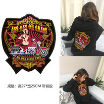  Fashion embroidery trend new cloth stickers clothes decals back stickers DIY large biker girl patch