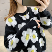 Womens pullover sweater womens 2021 New Fashion round neck flowers inside and outside wear autumn clothes popular clothes women