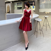 Evening dress women 2021 New Party red suspenders dress dress dress dress Lady waist simple and generous