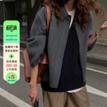 South Korea Donggate 2022 Fall and Winter New Double - sided Cashmere Costumes Short Small Zip Wool Coat Coat