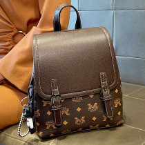 Hong Kong Tide Brand Leather Shoulder Bag Womens Bag 2021 New Korean Fashion Print Casual Backpack Large Capacity Satchel