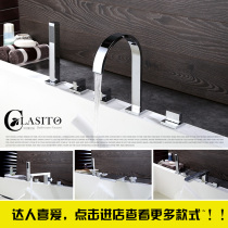 Kashitto full copper cylinder side bathtub faucet embedded split five-piece faucet bathtub shower set