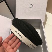 Wild Japanese letter black newsboy hat three-dimensional shape grass woven beret woven bud hat straw hat spring and summer