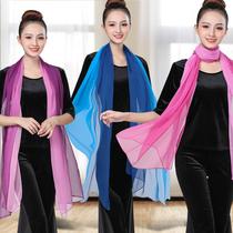 Body etiquette silk scarf thin all-match gradient solid color training clothes catwalk female shawl model chiffon gauze temperament