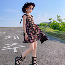 Girls Chiffon Dress Summer 2021 New Western Style Skirt Children Childrens Sling Princess Dress Summer