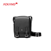 Aokang mens bag new leather shoulder bag Korean front layer cowhide European and American fashion trend shoulder bag youth running bag