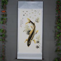 New Chinese-style framed calligraphy painting in the hall painting celebrity hanging painting Chinese painting rural lobby antique old decoration painting large yellow croaker