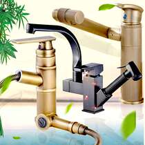 Antique copper pull-out basin Basin Wash basin Hot and cold bathroom Shampoo faucet Bathroom European-style black
