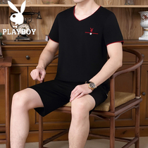 Flowers Playboy Summer Leisure Sports Suit Men 2022 Fathers Middle Aged Short Sleeve Shorts Middle-aged Dad Summer Clothes