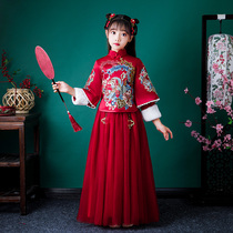 Girls Chinese style super fairy high-end Hanfu childrens ancient style Tang dress New Year dress girl New Year dress winter dress