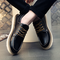 Tide card 2022 Spring new mens casual head leather shoes Inn Korean version Trend frock boards shoes 100 hitch shoes
