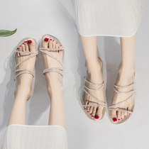 One shoe two wear sandals female fairy wind 2020 Summer new Joker Net red Middle heel fashion cool