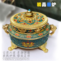 Cloisonne incense burner embossed painted sandalwood stove Household plate aromatherapy incense burner Indoor for Buddha eight auspicious aromatherapy stove