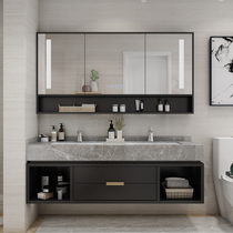 Nordic modern minimalist bathroom cabinet combination smart light luxury bathroom solid wood wash basin wash basin custom