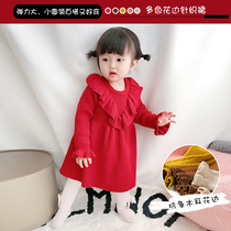 Girl Dress Autumn 2019 new childrens foreign style princess dress little girl Korean knitted sweater dress