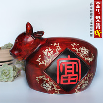 The twelve Zodiac cattle savings pot Wood New Chinese living room bedroom Zhaofu Feng Shui pay attention to Piggy Bank ornaments
