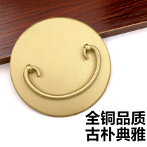 Pure Brass Brass Golden Vintage Old handle antique red wood furniture New Chinese style book drawer Wooden Case Round Handle Button