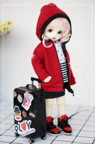 Spot bjd6 points baby clothes Red Sports wind zipper hooded jacket yosd doll clothes early October baby A146