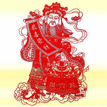 2022 Tiger years of Spring Festival Decorative Window Flowers Fortune God cut paper New Year Painter Cut Paper Flocking Window Flowers Cute to make a fortune