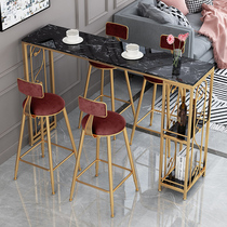 Nordic Marble Bar Table Table Home Living Room Leaning Against Wall High Foot Table Strip Table Modern Minima Solid Wood Bar Table Table And Chairs