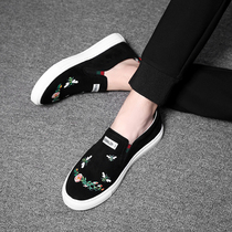 2021 European station printed mens loafers a pedal canvas shoes Lazy cloth shoes casual Korean plate shoes tide